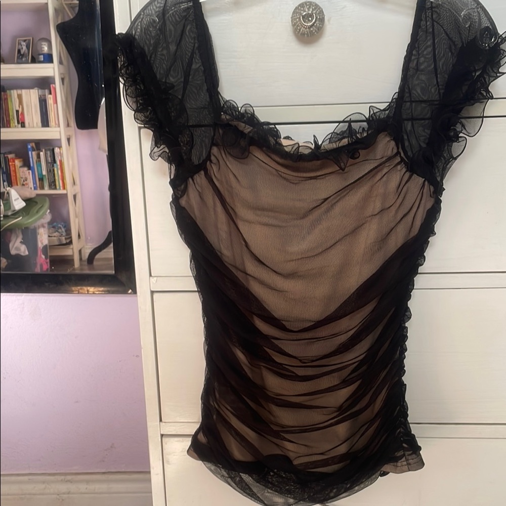 Elegant Black Sheer Lace Top